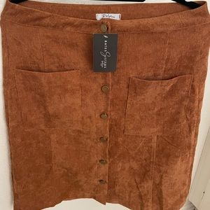 Burnt Orange/ Brown (Rust) Corduroy Button down skirt - size L